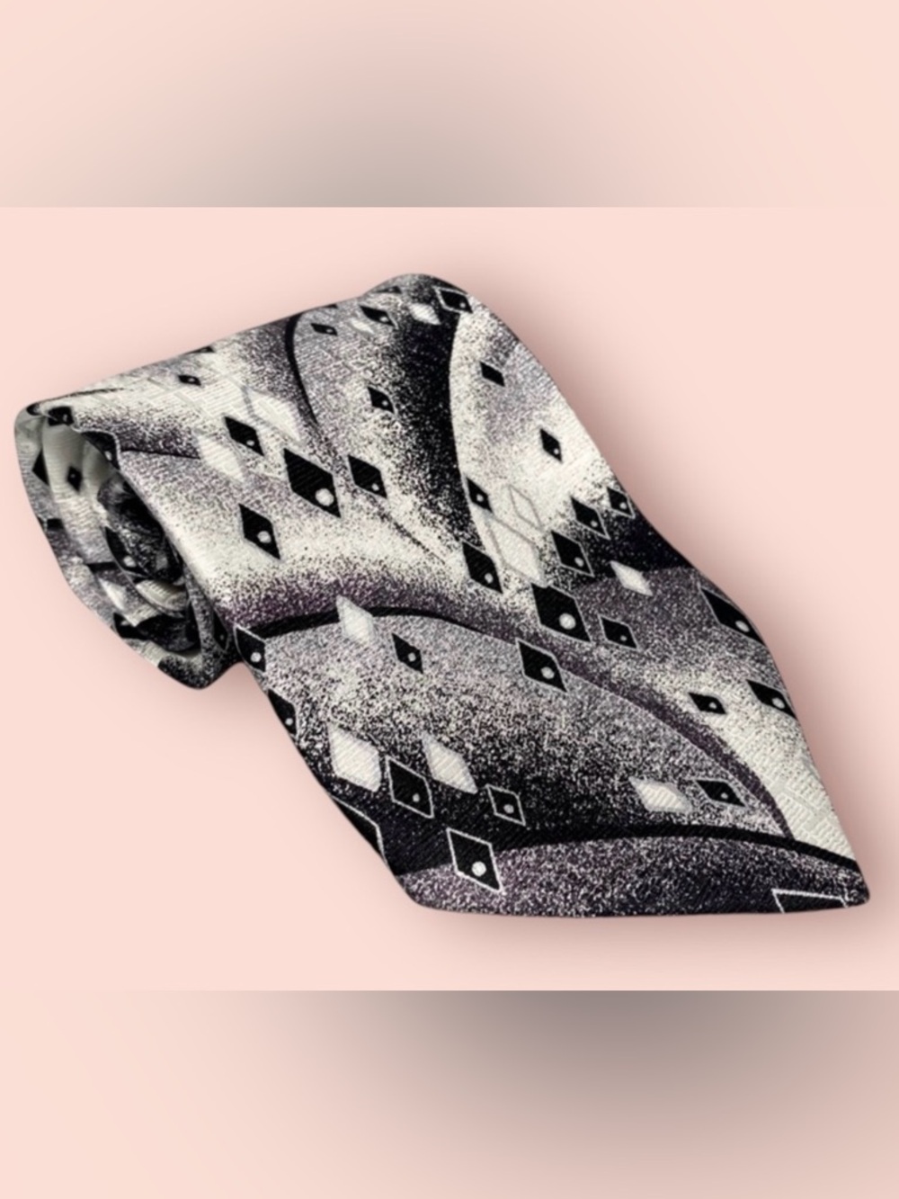 3/$10 Enrico Capucci Tie 60”x4” Jacquard 100% Silk Black White